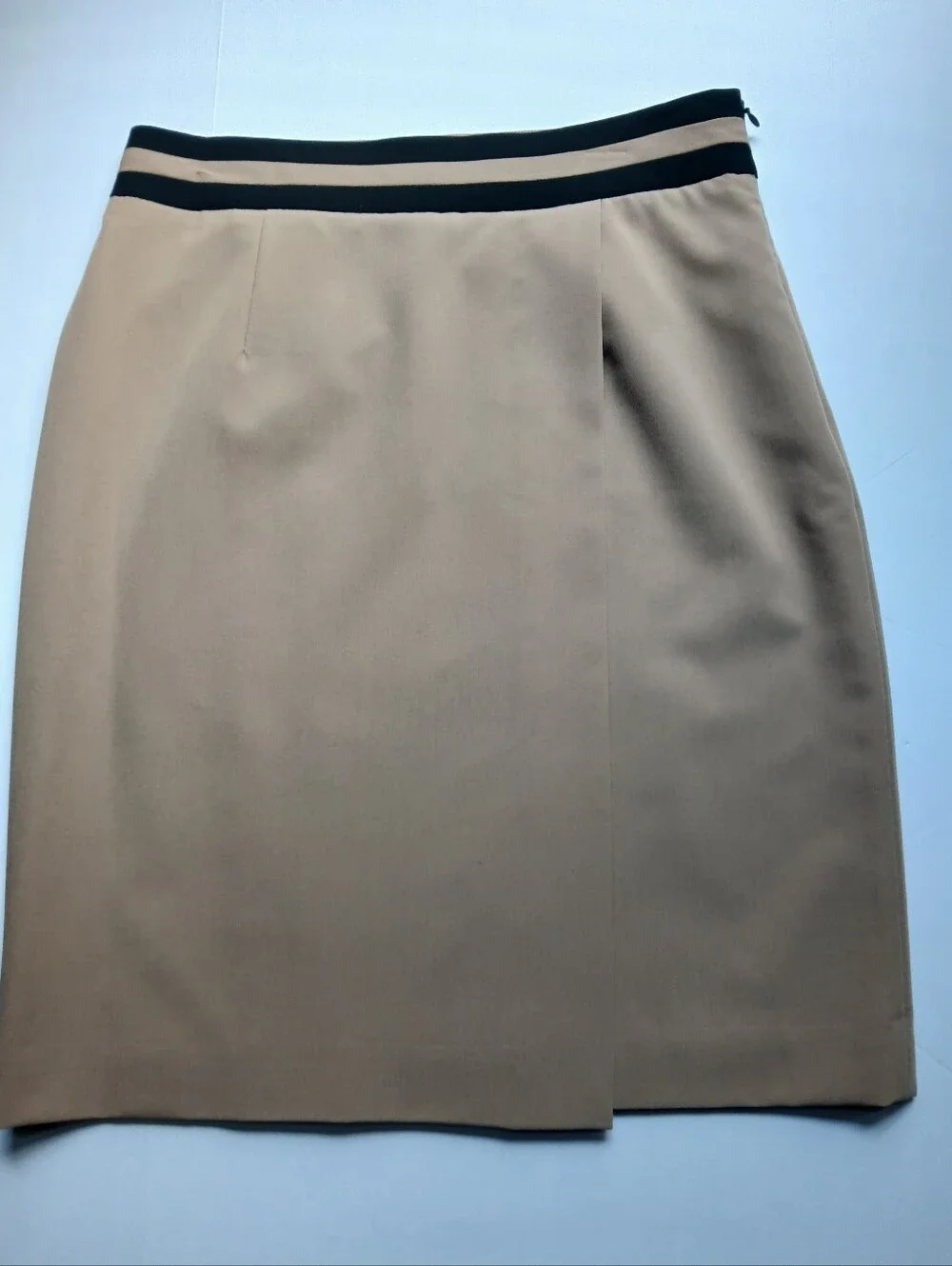 Worthington Womens Skirt Size 8 Tan Black Striped Waist, Lined, Career, Work